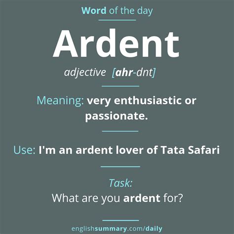 definition of the word ardent